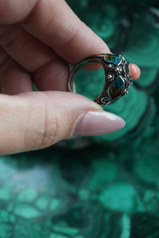 Enamel Romance - Sterling Enamel Cabochon Ring Size 6