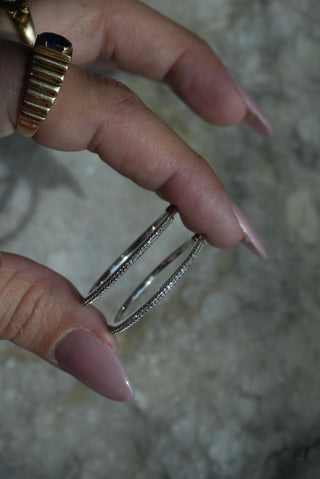 Thin Ice - Sterling Pave Hoops