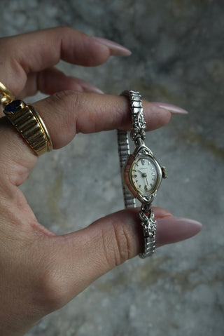 Caravelle Cutie - Silvertone Stretchband Watch