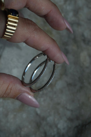 Thin Ice - Sterling Pave Hoops