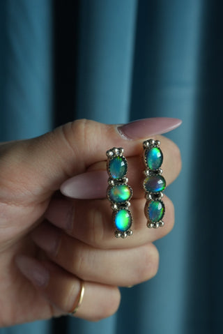 Aurora - Sterling Bezeled Cabochon Earrings