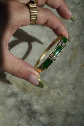 18k Jade & Diamond Bangle Bracelet