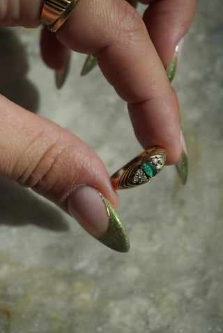 14k Emerald & Diamond Ring