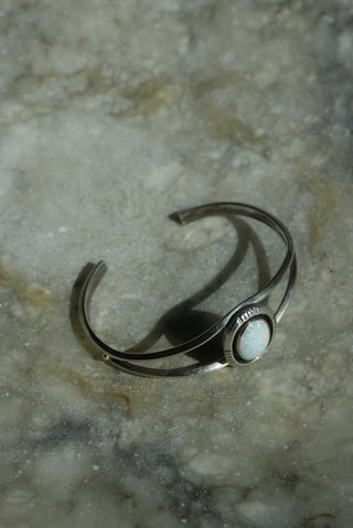 Rainbow Stone - Sterling Opal Cuff Bracelet