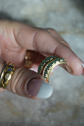 EMERALD HOOPS 14K