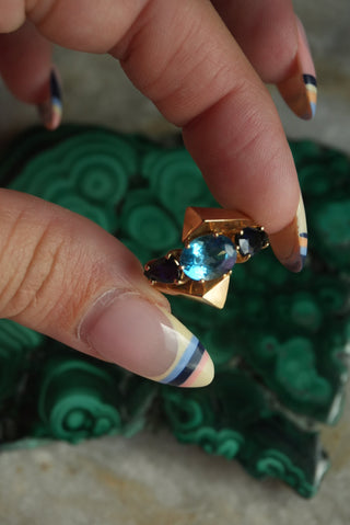 14K TOPAZ & SAPPHIRE RING