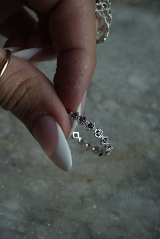 Lace Band - Sterling Eternity Faux Gemstone Ring