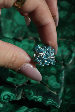 Blue Burst - Topaz Cluster Ring Size 8