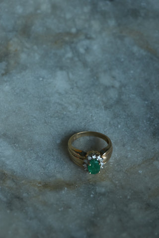 14K EMERALD CROWN RING