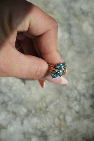 14K TOPAZ CLUSTER RING