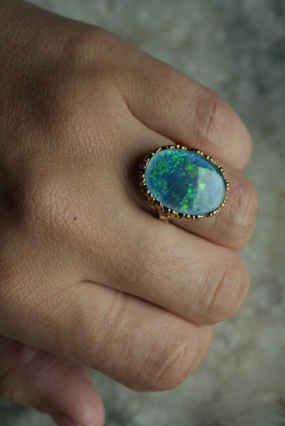 14K BLUE OPAL RING