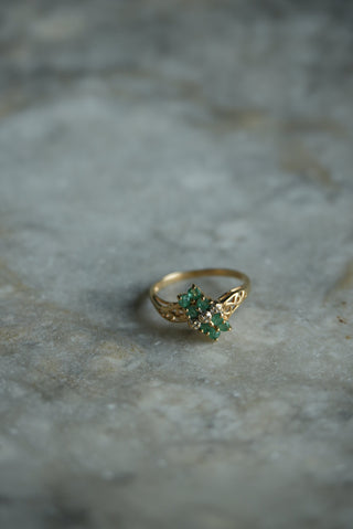 14K EMERALD FLOWER RING