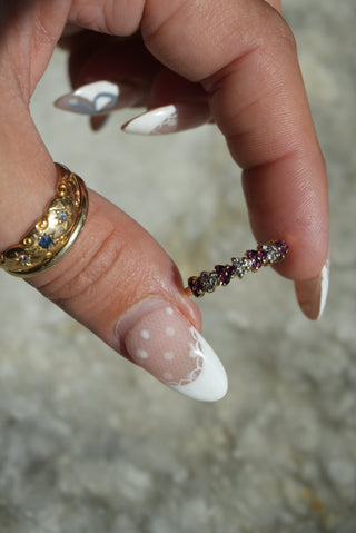 14K RED SPINEL & DIAMOND BAND