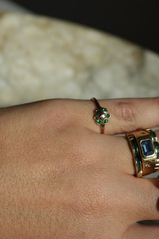 14K EMERALD FLOWER RING