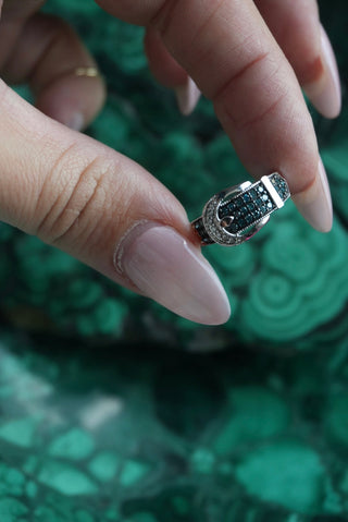 Buckled Babe - Sterling Pave Buckle Ring Size 5