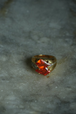 JUICYFRUIT - VERMEIL ORANGE STONE RING SZ 7