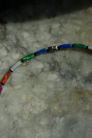 Rainbow Road - Rare Opal Inlay collar Necklace