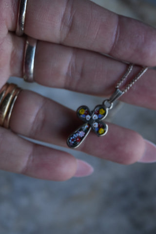 Wild Flowers - Italian Mosaic Cross Necklace