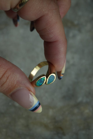 14K OPAL DROP RING