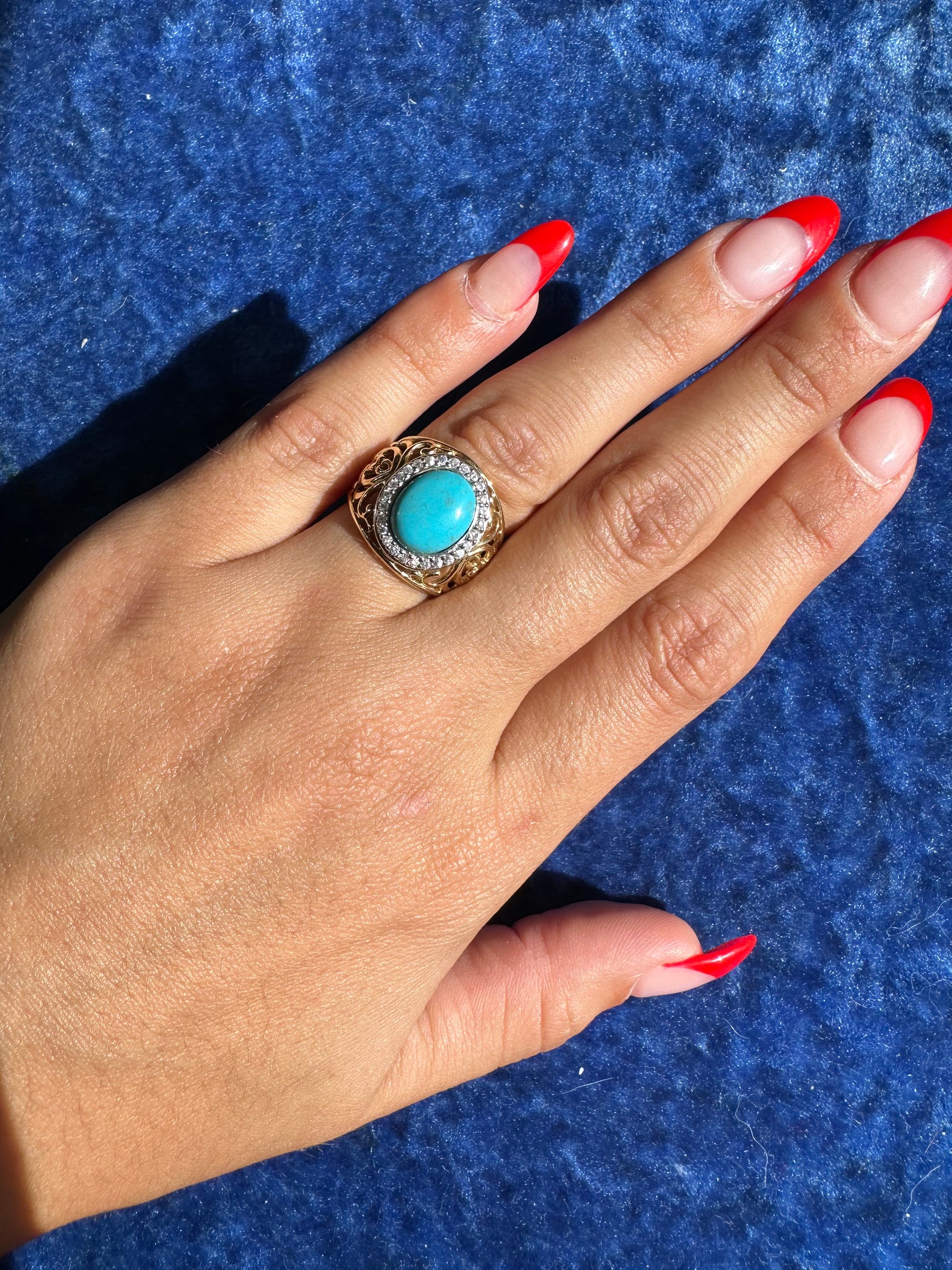 TURQUOISE DOME RING SZ 6
