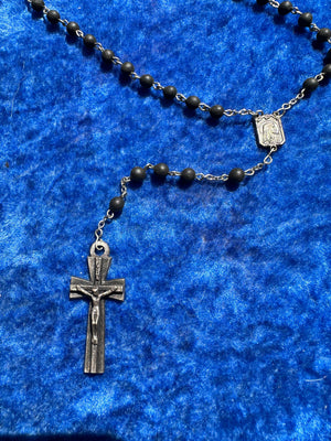 VINTAGE BLACK BEADED ROSARY