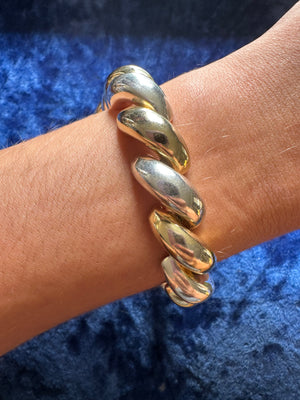 TWO TONED STERLING CROISSANT BRACELET