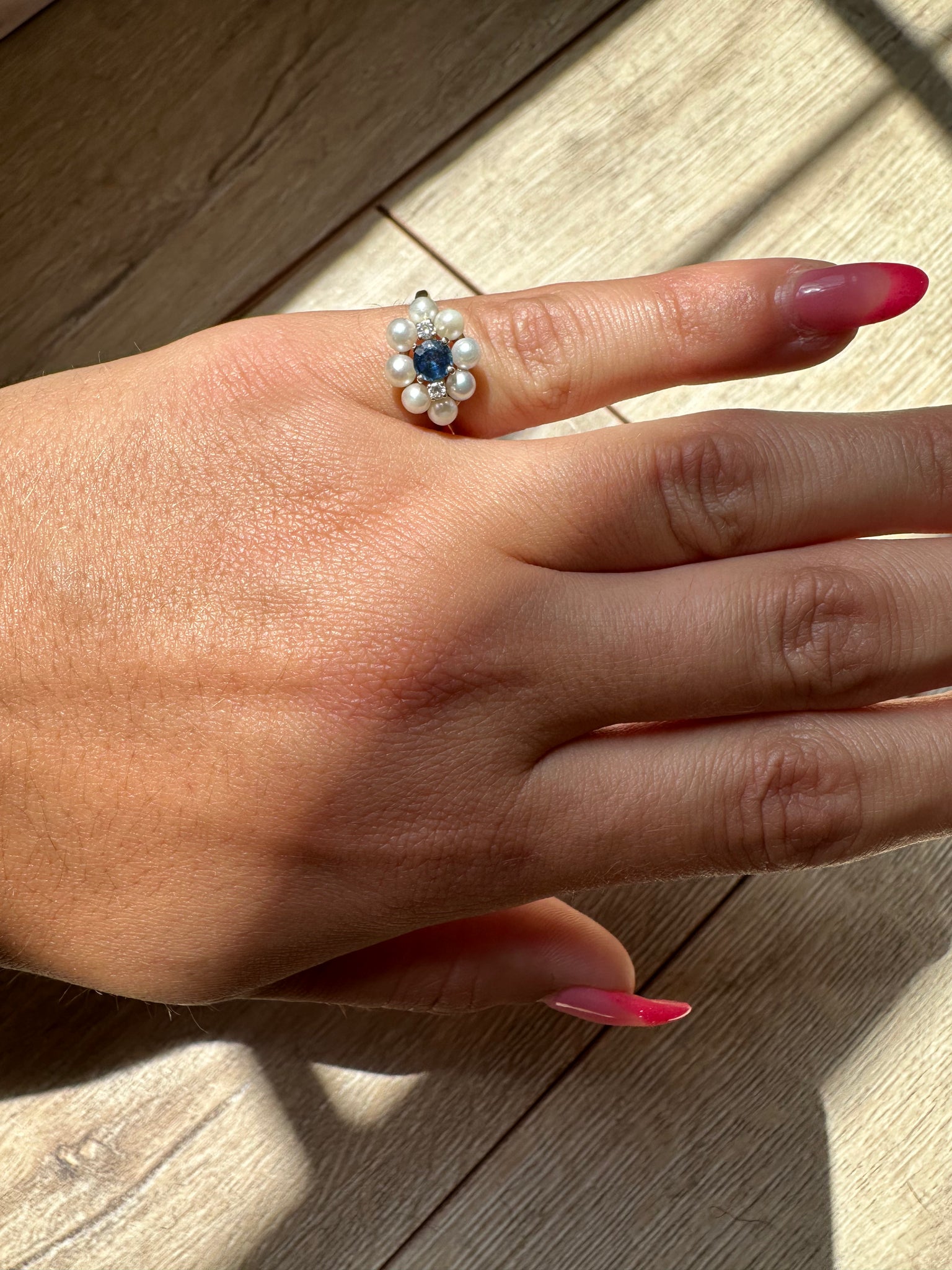 VINTAGE PEARL CLUSTER RING SZ 5